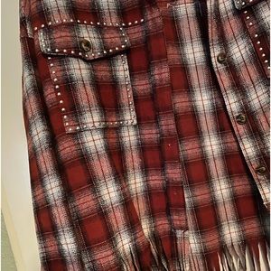 Studded fringe shacket